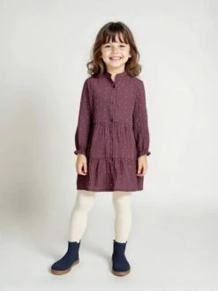 Robe à Pois En Gaze De Coton Fille - Prune