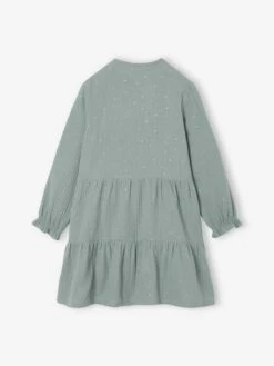 Robe à Pois En Gaze De Coton Fille - Vert Sauge -Vertbaudet Soldes Boutique robe a pois en gaze de coton fille 28