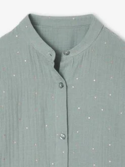 Robe à Pois En Gaze De Coton Fille - Vert Sauge -Vertbaudet Soldes Boutique robe a pois en gaze de coton fille 29