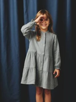 Robe à Pois En Gaze De Coton Fille - Vert Sauge -Vertbaudet Soldes Boutique robe a pois en gaze de coton fille 31