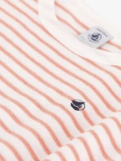 PETIT BATEAU Robe à Rayures En éponge Fille - Abricot -Vertbaudet Soldes Boutique robe a rayures en eponge fille 2