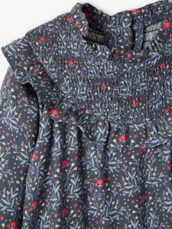 Robe à Smocks Bébé Avec Volant - Bleu Ardoise 9 Robe à Smocks Bébé Avec Volant - Bleu Ardoise -Vertbaudet Soldes Boutique robe a smocks bebe avec volant 3