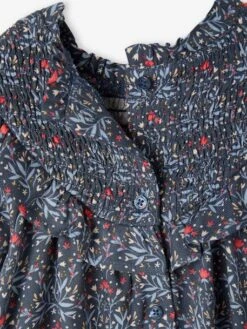 Robe à Smocks Bébé Avec Volant - Bleu Ardoise 10 Robe à Smocks Bébé Avec Volant - Bleu Ardoise -Vertbaudet Soldes Boutique robe a smocks bebe avec volant 4