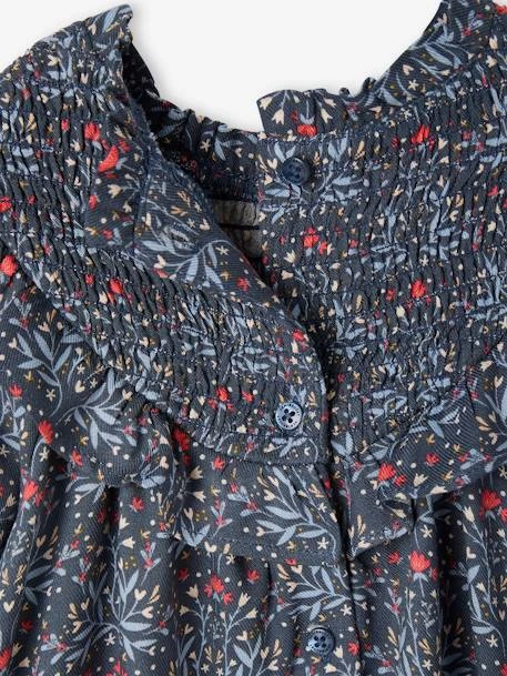 Robe à Smocks Bébé Avec Volant - Bleu Ardoise 5 Robe à Smocks Bébé Avec Volant - Bleu Ardoise – Image 5