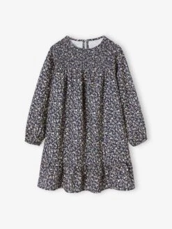 Robe à Smocks Motifs Fleurs Fille - Marine 16 Robe à Smocks Motifs Fleurs Fille - Marine -Vertbaudet Soldes Boutique robe a smocks motifs fleurs fille 16