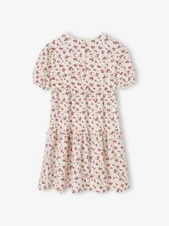 Robe à Volant Fille Manches 3/4 - Corail -Vertbaudet Soldes Boutique robe a volant fille manches 34 10