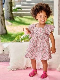 Robe à Volants Bébé - Rose Imprimé -Vertbaudet Soldes Boutique robe a volants bebe 13