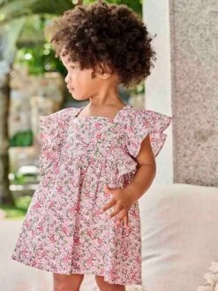 Robe à Volants Bébé - Rose Imprimé -Vertbaudet Soldes Boutique robe a volants bebe 17
