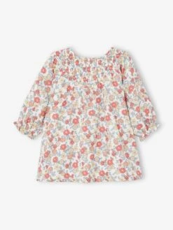 Robe Avec Smocks Bébé - écru -Vertbaudet Soldes Boutique robe avec smocks bebe 2
