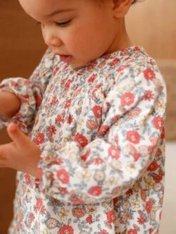Robe Avec Smocks Bébé - écru -Vertbaudet Soldes Boutique robe avec smocks bebe 5