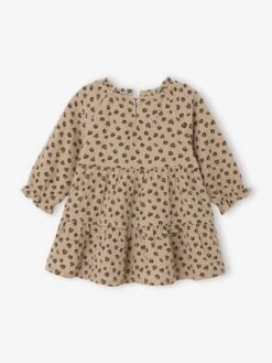 Robe Bébé à Volants En Gaze De Coton - Vieux Rose -Vertbaudet Soldes Boutique robe bebe a volants en gaze de coton 1