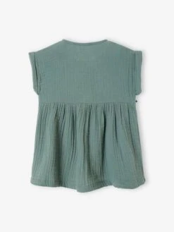 Robe Bébé En Gaze De Coton - Vert -Vertbaudet Soldes Boutique robe bebe en gaze de coton 4