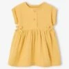 Robe Bébé En Gaze De Coton - Ocre -Vertbaudet Soldes Boutique robe bebe en gaze de coton 7