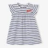 Robe Bébé En Jersey BASICS - Bleu Royal Rayé -Vertbaudet Soldes Boutique robe bebe en jersey basics