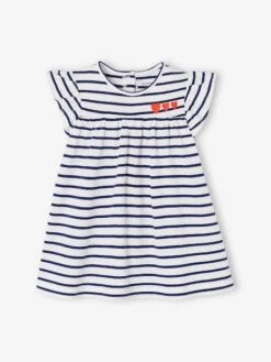 Robe Bébé En Jersey BASICS - Bleu Royal Rayé
