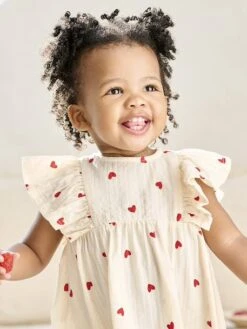 Robe Bébé En Seersucker - Vanille -Vertbaudet Soldes Boutique robe bebe en seersucker 9