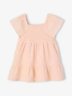 Robe Bébé Smockée En Gaze De Coton - Rose Bonbon