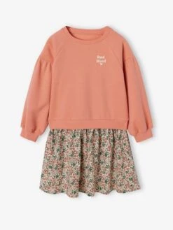 Robe Bi-matière Fille - Corail -Vertbaudet Soldes Boutique robe bi matiere fille 11