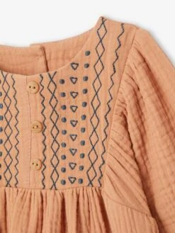 Robe Brodée Bébé En Gaze De Coton - Caramel 11 Robe Brodée Bébé En Gaze De Coton - Caramel -Vertbaudet Soldes Boutique robe brodee bebe en gaze de coton 4