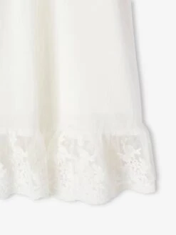 Robe Cache-coeur Cérémonie Fille Détails En Tulle Brodé - Blanc -Vertbaudet Soldes Boutique robe cache coeur ceremonie fille details en tulle brode 3