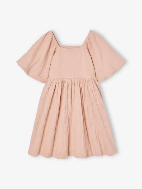 Robe Cérémonie Smocks Dos Fille En Tissu Reliéfé - Vanille 1 Robe Cérémonie Smocks Dos Fille En Tissu Reliéfé - Vanille