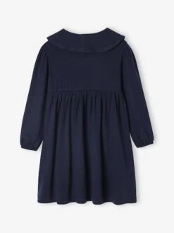 Robe Col Fantaisie En Maille Tricot Fille - Marine -Vertbaudet Soldes Boutique robe col fantaisie en maille tricot fille 10
