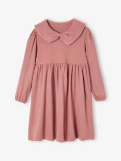 Robe Col Fantaisie En Maille Tricot Fille - Blush