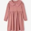 Robe Col Fantaisie En Maille Tricot Fille - Marine