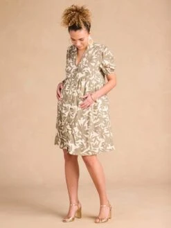 Robe Courte De Grossesse Motifs Fleurs - Rouge