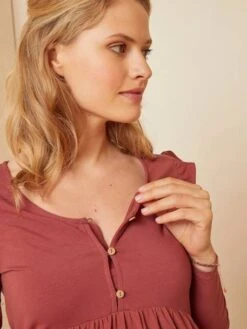 Robe Courte En Maille Grossesse Et Allaitement - Rouge Moyen Uni -Vertbaudet Soldes Boutique robe courte en maille grossesse et allaitement 9