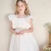 Robe De Cérémonie à Ceinture Dorée Fille - Blanc -Vertbaudet Soldes Boutique robe de ceremonie a ceinture doree fille