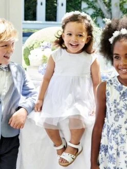 Robe De Cérémonie Bébé Avec Tulle - Blanc -Vertbaudet Soldes Boutique robe de ceremonie bebe avec tulle 1