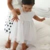 Robe De Cérémonie Bébé Avec Tulle - Blanc -Vertbaudet Soldes Boutique robe de ceremonie bebe avec tulle