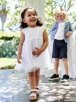 Robe De Cérémonie Bébé Avec Tulle - Blanc -Vertbaudet Soldes Boutique robe de ceremonie bebe avec tulle 4