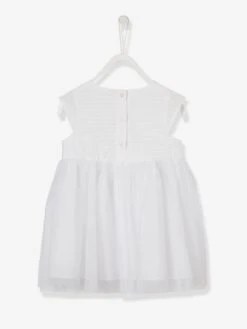 Robe De Cérémonie Bébé Avec Tulle - Blanc -Vertbaudet Soldes Boutique robe de ceremonie bebe avec tulle 6