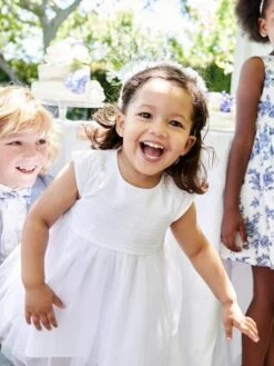 Robe De Cérémonie Bébé Avec Tulle - Blanc -Vertbaudet Soldes Boutique robe de ceremonie bebe avec tulle 9