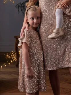 Robe De Fête à Sequins Fille - Or