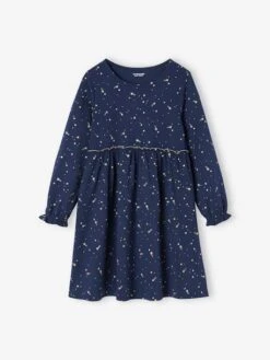 Robe De Fête Motifs étoiles Irisés Fille - Marine