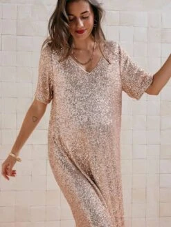 Robe De Grossesse En Sequins - Or -Vertbaudet Soldes Boutique robe de grossesse en sequins 2