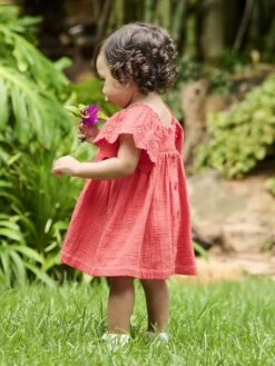 Robe En Gaze De Coton Bébé - Rouge 13 Robe En Gaze De Coton Bébé - Rouge -Vertbaudet Soldes Boutique robe en gaze de coton bebe 6
