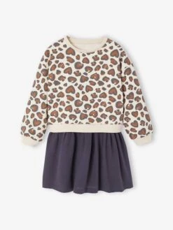 Robe Fille 2 En 1 Molleton Et Gaze De Coton - Marine