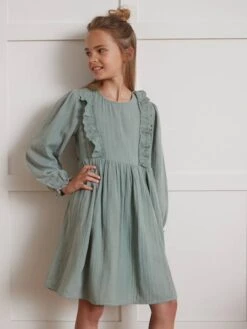 Cyrillus Robe Fille En Gaze De Coton - Vert
