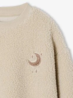 Robe Fille Sherpa Détails Brodés - Vanille -Vertbaudet Soldes Boutique robe fille sherpa details brodes 2