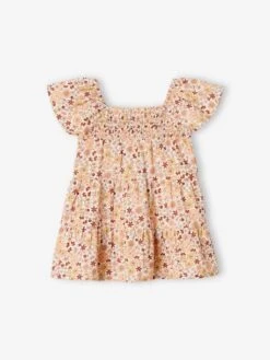 Robe Fleurie Bébé Avec Smocks - écru 4 Robe Fleurie Bébé Avec Smocks - écru -Vertbaudet Soldes Boutique robe fleurie bebe avec smocks 1