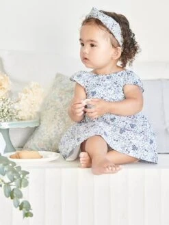 Robe Fleurie Bébé De Cérémonie - Blanc Imprimé -Vertbaudet Soldes Boutique robe fleurie bebe de ceremonie 2
