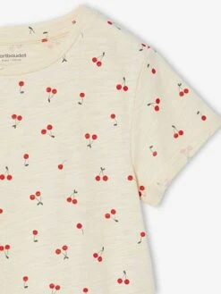 Robe Imprimée Fille Manches Courtes - Blanc -Vertbaudet Soldes Boutique robe imprimee fille manches courtes 74