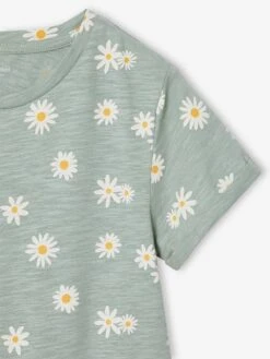 Robe Imprimée Fille Manches Courtes - Blanc -Vertbaudet Soldes Boutique robe imprimee fille manches courtes 77