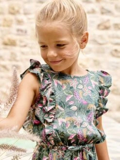 Robe Imprimée Manches Volantées Fille - Vanille -Vertbaudet Soldes Boutique robe imprimee manches volantees fille 10