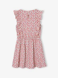 Robe Imprimée Manches Volantées Fille - Vanille -Vertbaudet Soldes Boutique robe imprimee manches volantees fille 4