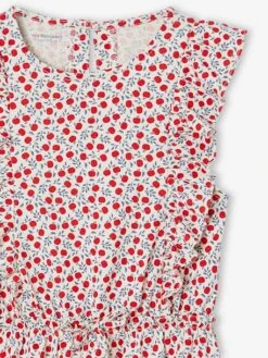 Robe Imprimée Manches Volantées Fille - Vanille -Vertbaudet Soldes Boutique robe imprimee manches volantees fille 5